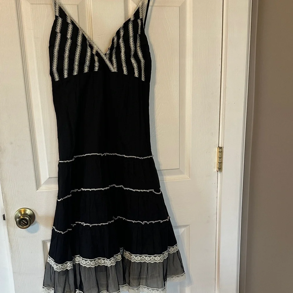Morbid Threads Black Dress with White Lace Accents - Picture 1 of 6